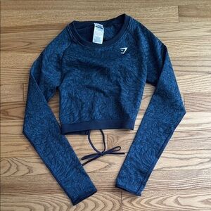 Gymshark Navy Textured Long Sleeve Top